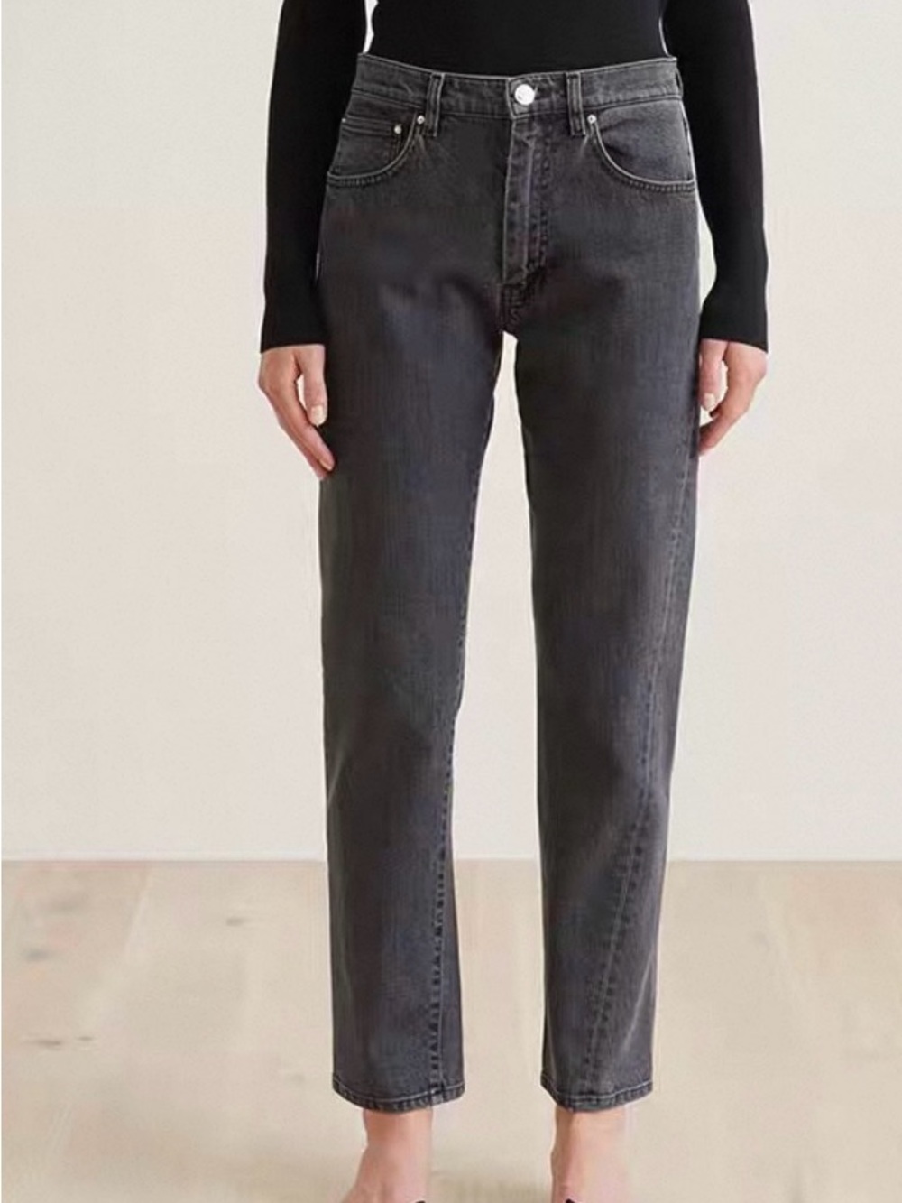 Toteme Straight-Leg Jeans in Washed Black 25